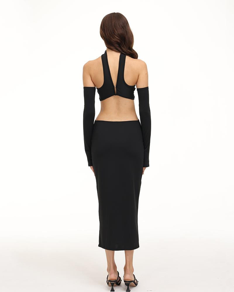 Eventide Horizon Tube Charming Halter Dress with Gloves