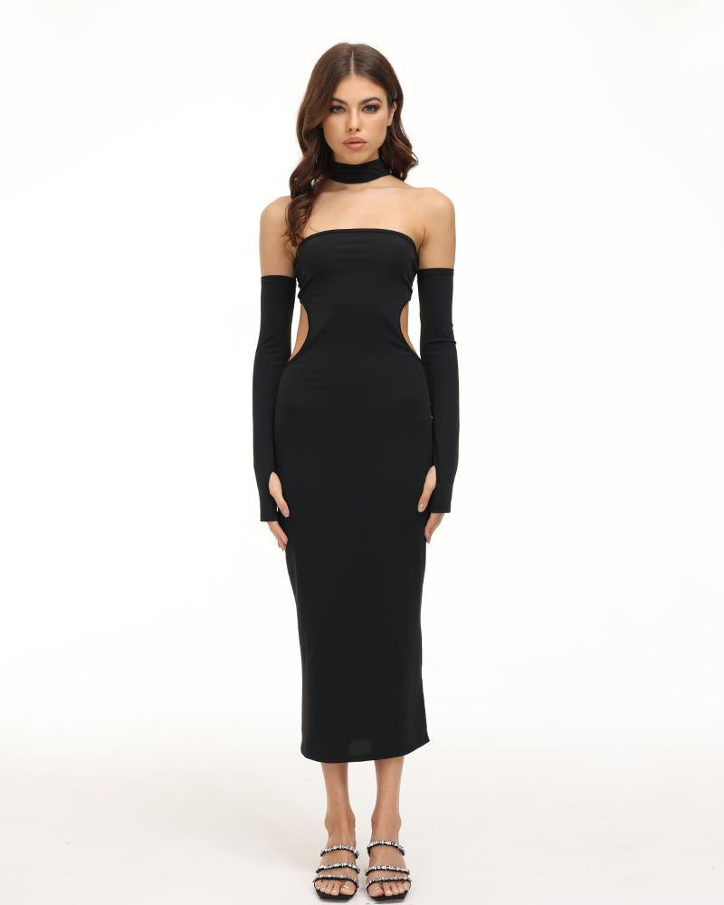 Eventide Horizon Tube Charming Halter Dress with Gloves