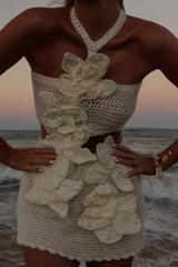 Knit Floral Short Dress