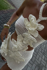 Knit Floral Short Dress