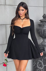 Salomé | A-Line Pleated Full Sleeves Mini Dress