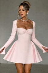Salomé | A-Line Pleated Full Sleeves Mini Dress