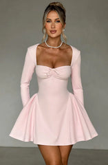 Salomé | A-Line Pleated Full Sleeves Mini Dress