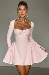 Salomé | A-Line Pleated Full Sleeves Mini Dress