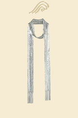 Metallic Tassel Skinny Scarf