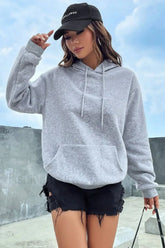 Solid Color Casual Pocket Hoodie