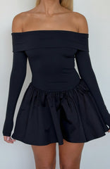 Big Reveal Long Sleeve Mini Dress Black