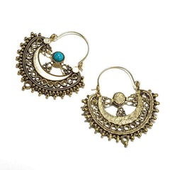 Boho Earrings - Chandelier Turquoise Mandala