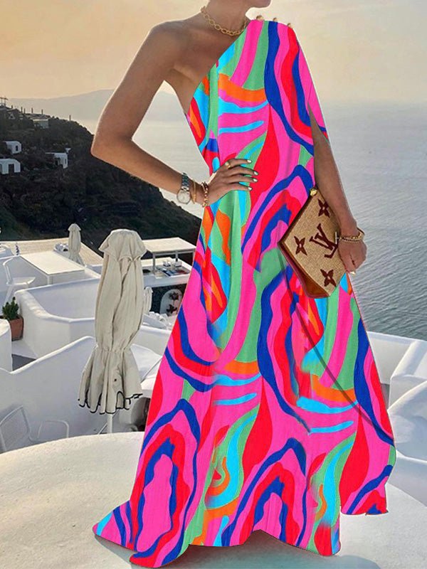 One Shoulder Swing Dress