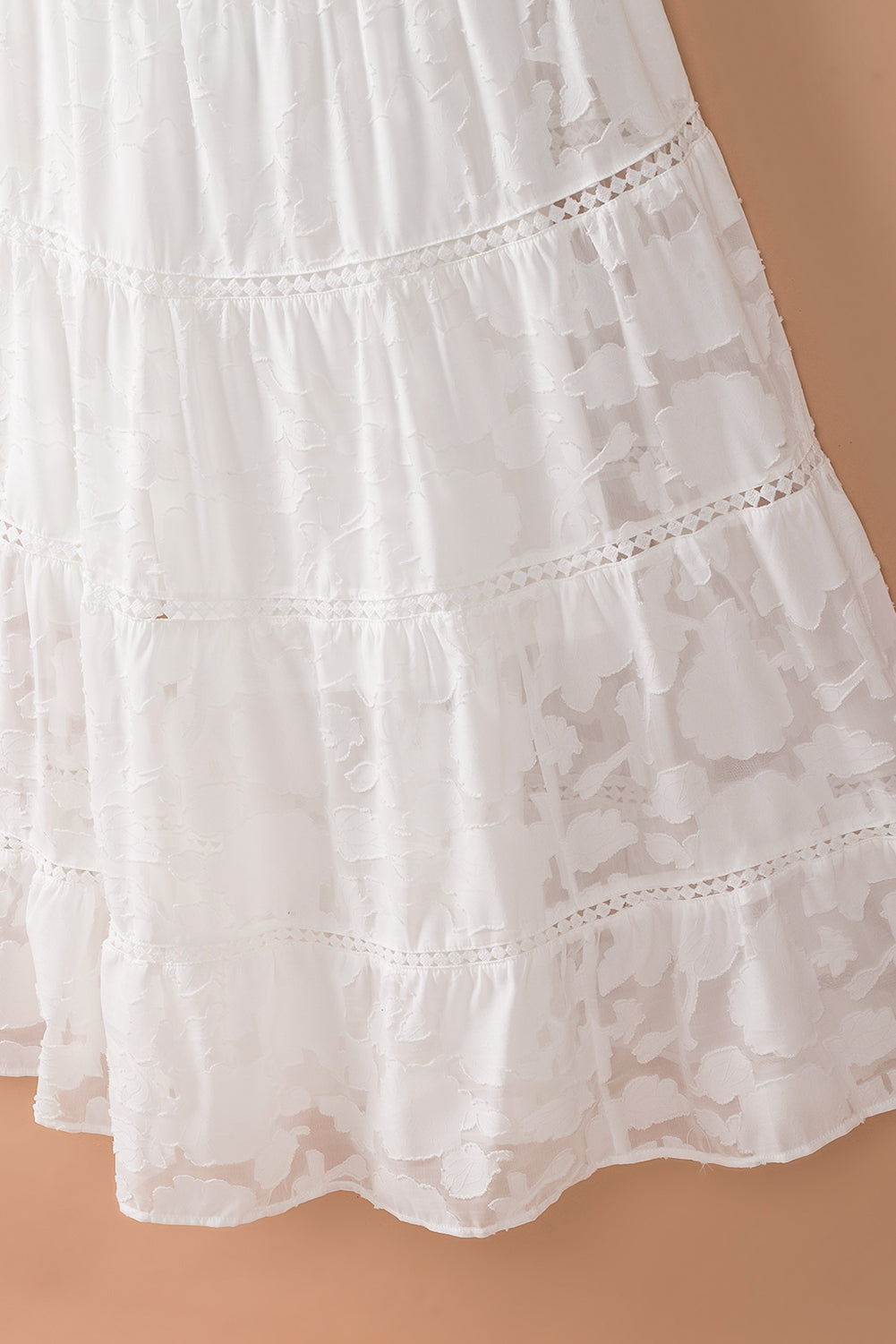 White Off-the-shoulder Ruffled Lace Maxi Dress