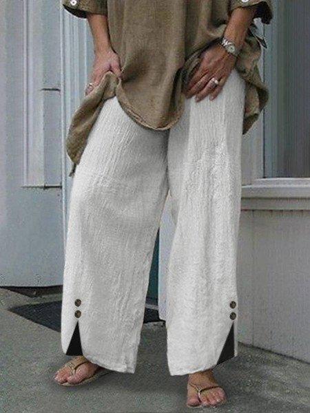 CityHottie - Linen Casual Solid Pants