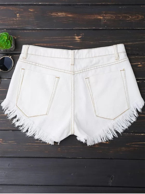 Trendy Cutoffs High Low Denim Shorts
