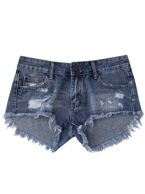 Trendy Cutoffs Ripped High Low Denim Shorts