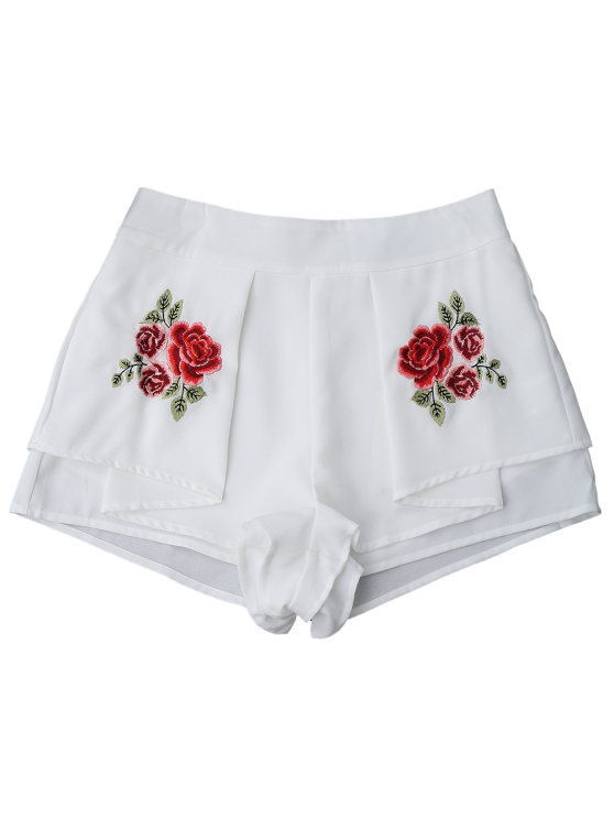 Trendy Layered Floral Embroidered Shorts