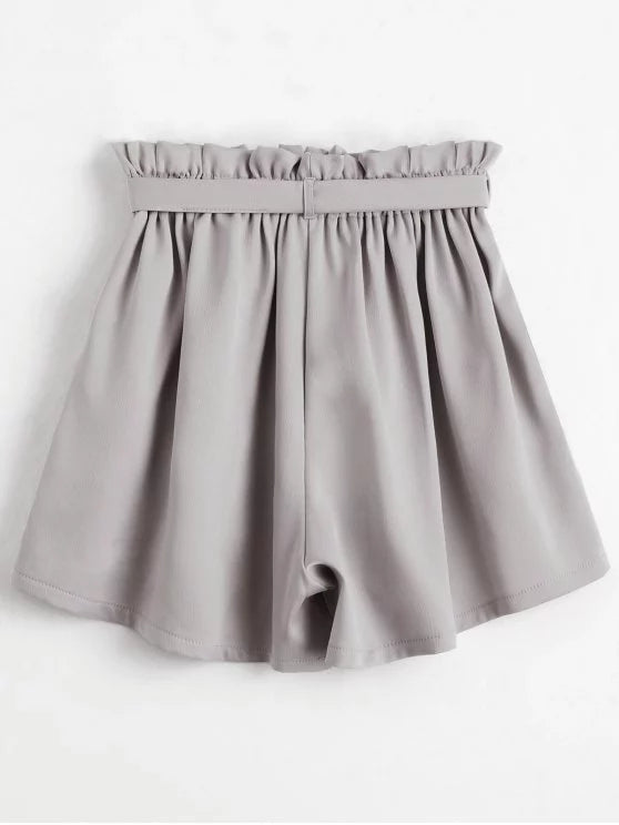 Trendy Smocked Belted High Waisted Shorts