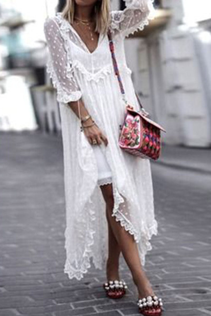 Fashion Casual Solid See-through V Neck Princess Dresses(Without strap)(4 Colors))
