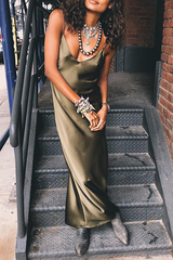 Fashion Casual Solid Split Joint Slit V Neck A Line Dresses (Without Belt)���5 colors���