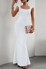 Casual Solid Patchwork Square Collar One Step Skirt Dresses