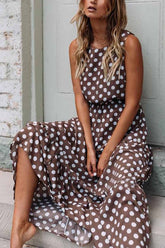 CityHottie Polka Dot Round Neck Dress���5 colors���