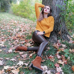 CityHottie - Melody Brown Leather Pants Vintage Trausers Women Leggings Pvc Sexy Comfortable Moto Work Pants Woman Vinyl Trousers