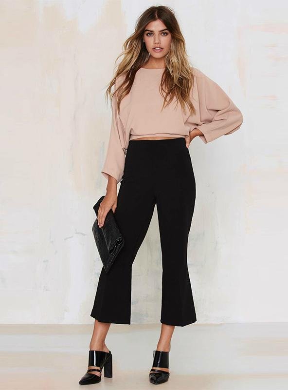 SLEEVE CROP TOPS DRAWSTRING BUTTONS
