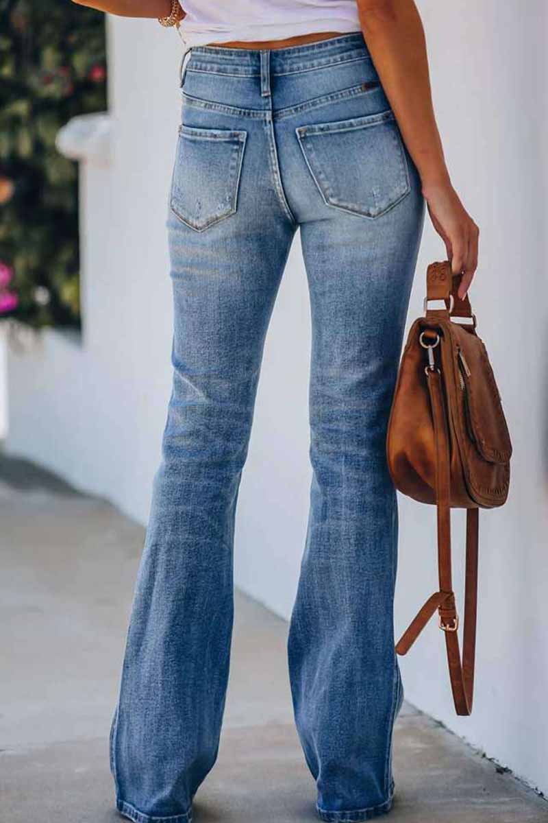 CityHottie - Women Jeans Mid Rise Fitted Denim Pants