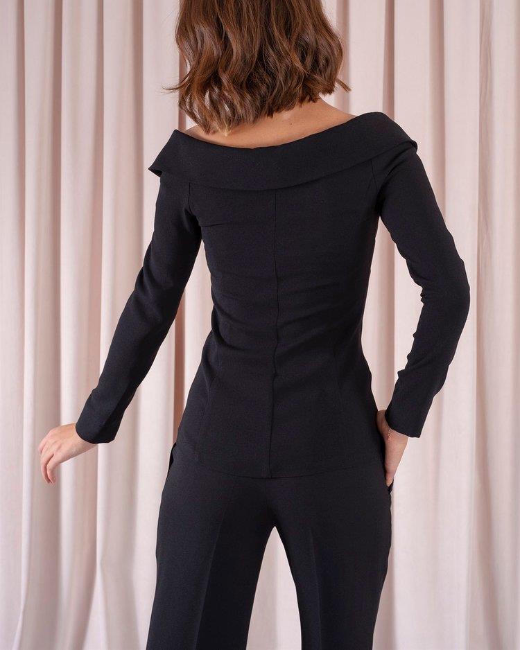 SEXY OFF-SHOULDER FULL SLEEVE BLAZER DOUBLE TWO PIECE SUIT