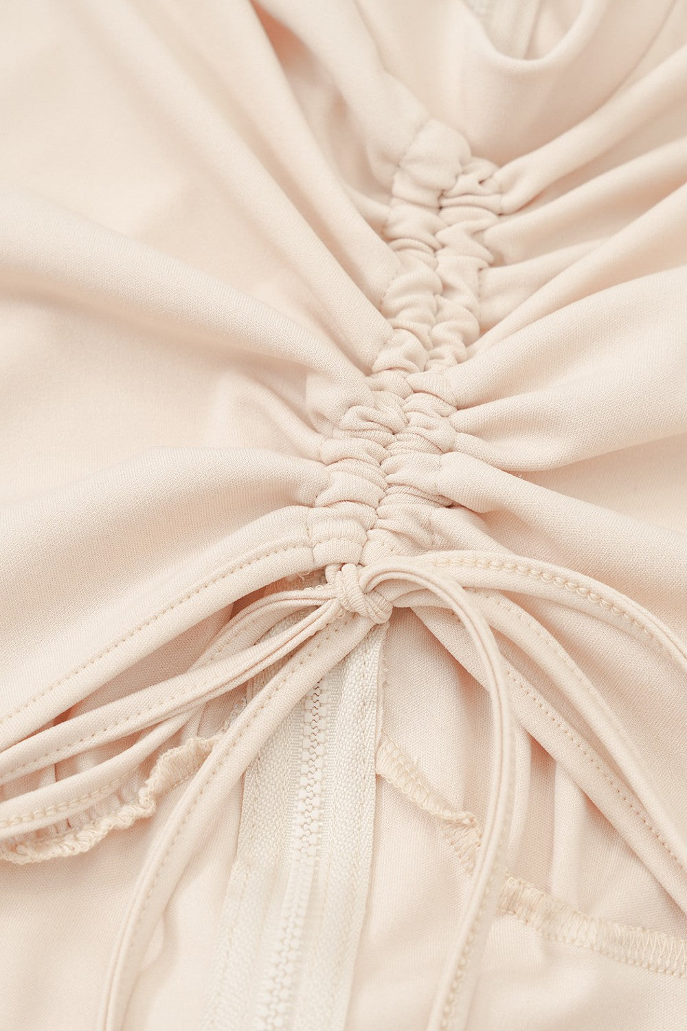 Zip Up Cutout Drawstring Detail Midi Bodycon Dress