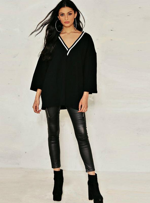 COLORS CASUAL T-SHIRTS WOMEN V-NECK