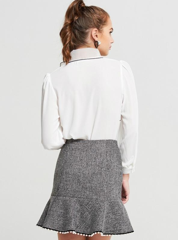 COLLAR LONG SLEEVE ORGANZA RIBBON