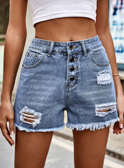 DENIM CASUAL HOLES SHORTS