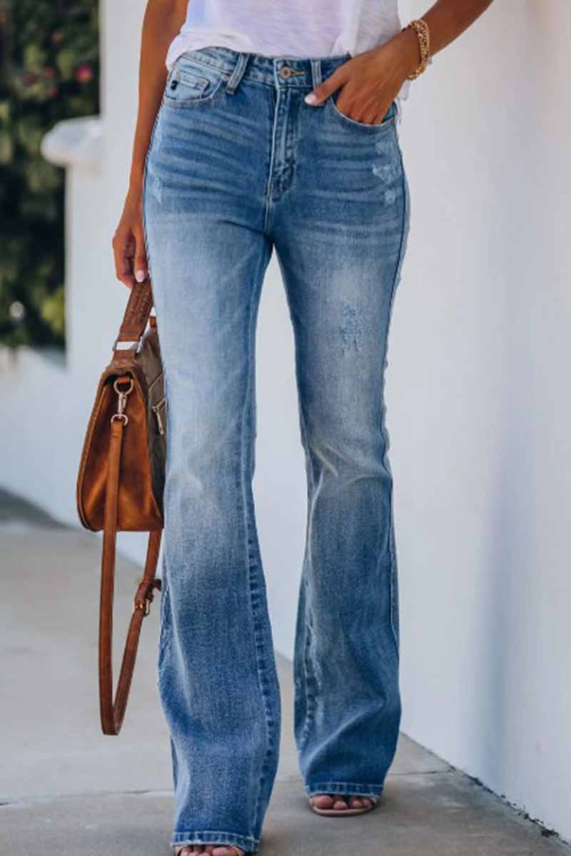 CityHottie - Women Jeans Mid Rise Fitted Denim Pants