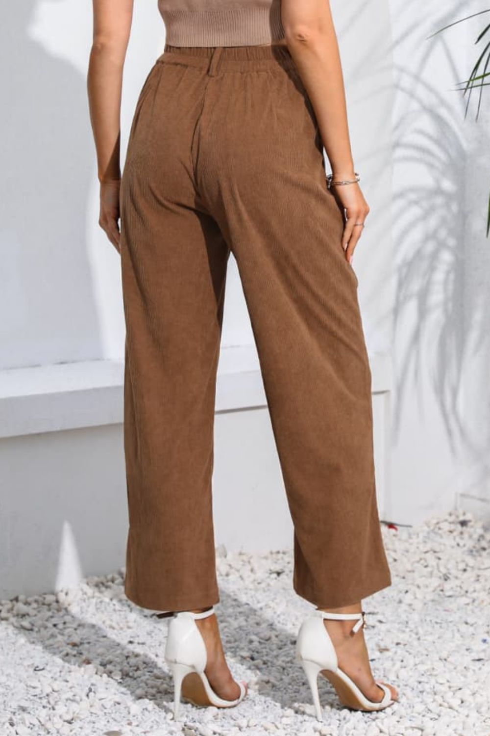 CityHottie - Buttoned Straight Hem Long Pants