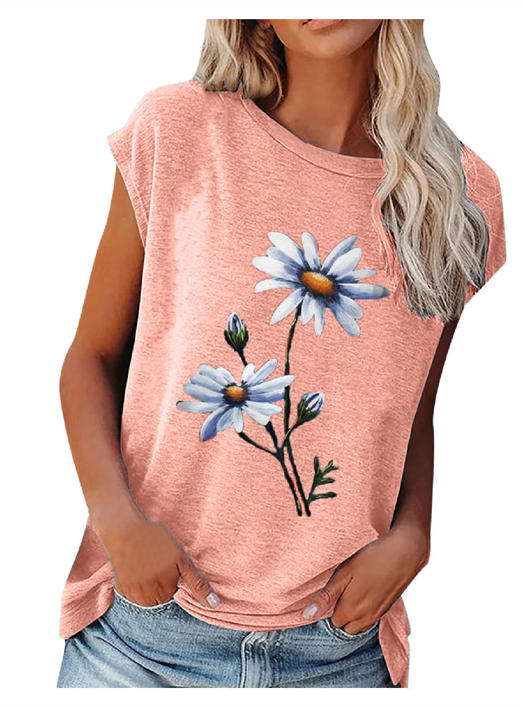 Round Neck Printed Short Sleeve T-shirt