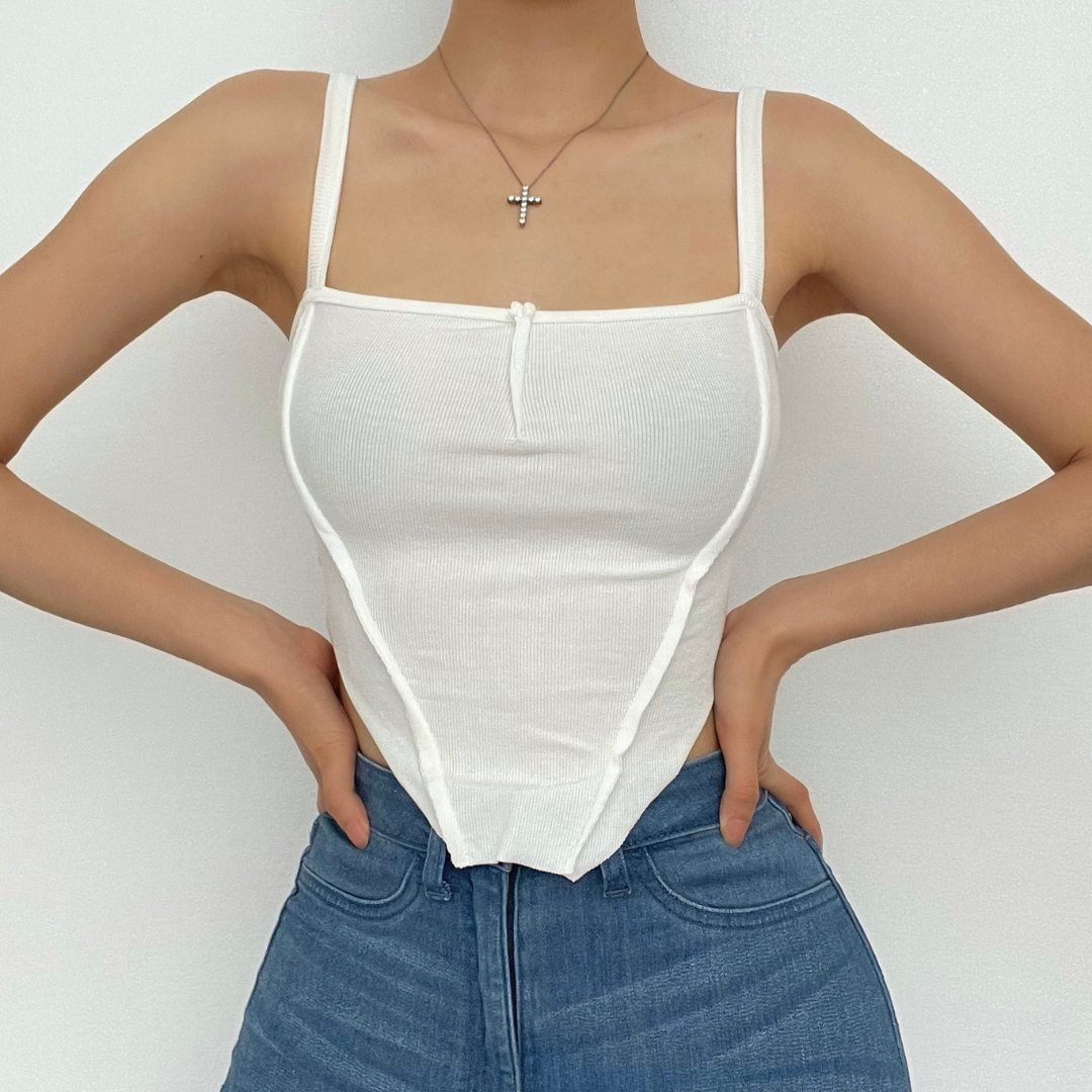 Solid ribbed stitch cami top