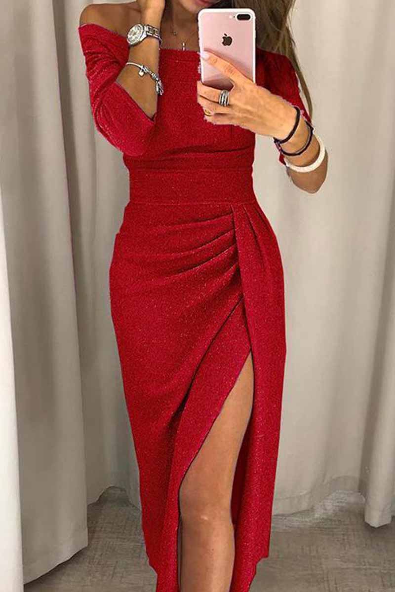 CityHottie Wrap Hip Slit Collar Maxi Dresses(5 Colors)