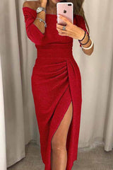 CityHottie Wrap Hip Slit Collar Maxi Dresses(5 Colors)