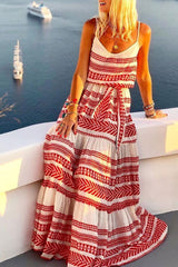 CityHottie Geometric Printed Loose Ankle Length Dress���4 colors���