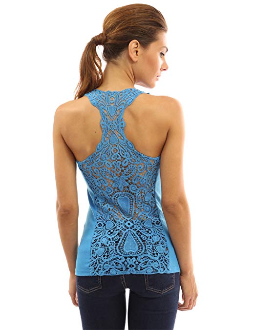 Women Crochet Lace Racerback Tank Top