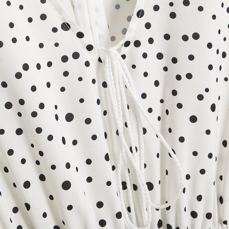 CityHottie V Neck Dot Printed Floor Length Dress(3 Colors)