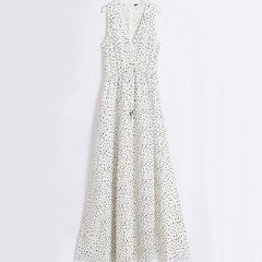 CityHottie V Neck Dot Printed Floor Length Dress(3 Colors)