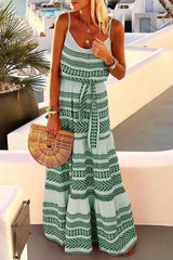 CityHottie Geometric Printed Loose Ankle Length Dress���4 colors���