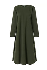 Loose Plus Size Knit Lace Fleece Midi Dress
