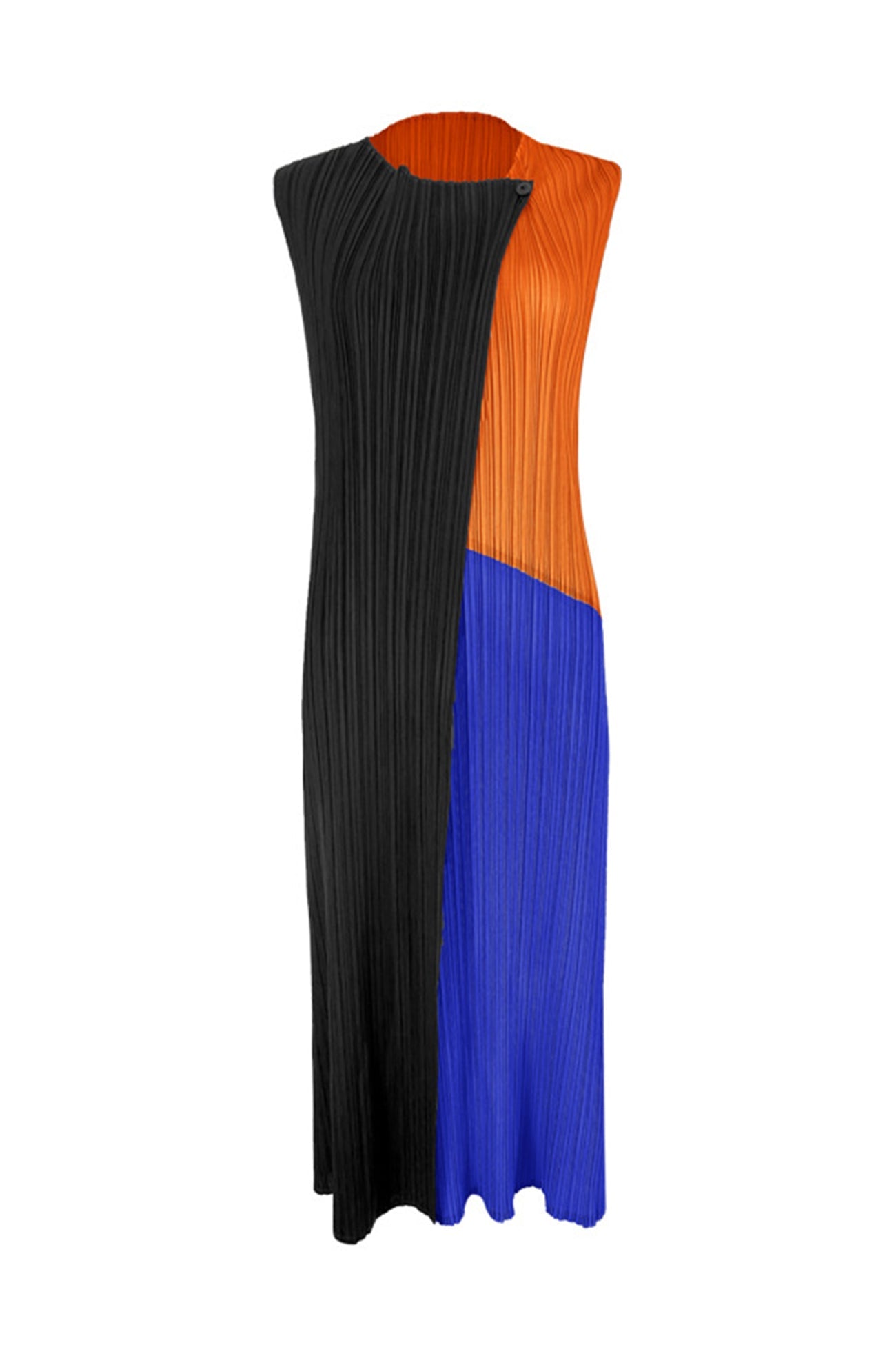 Colorblock Full Pleated Sleeveless Maxi Dress