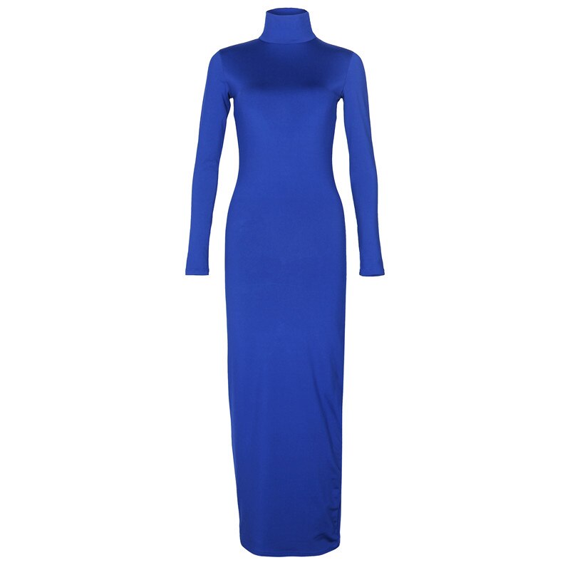 CityHottie - Turtleneck Long Dress Autumn Winter Muslim Elegant Office Lady Skinny Long Sleeve Bodycon Casual Dress Women Midi Clubwear GV464