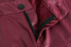 CityHottie - PU Leather Pants Women High Waist Button Zipper Slim Push Up Woman Pencil Pants Casual Pockets Blue Skinny Women Pants Plus Size