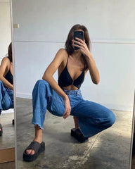 CityHottie - Spring Outfits Casual Fashion Straight Leg Women's Jeans Denim Bottom Harajuku Boyfriend Long High Waist Baggy Jeans Fall Pants