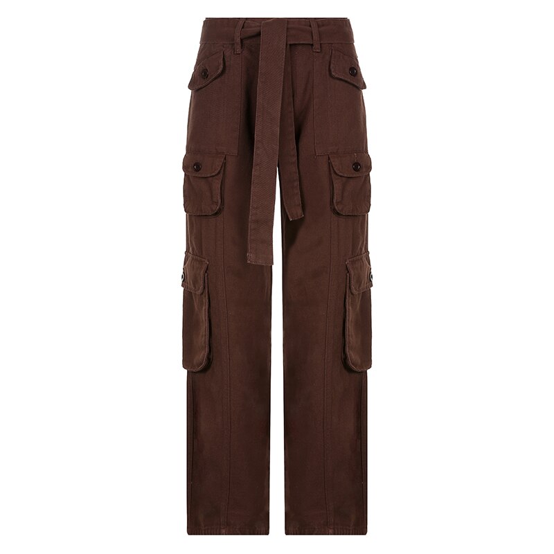 CityHottie - Hot Sell Quality Grunge Streetwear Cargo Pants Woman Low Waist Baggy Mom Jeans Vintage 90s Hippie Wide Leg Denim Trousers Korean Outfits
