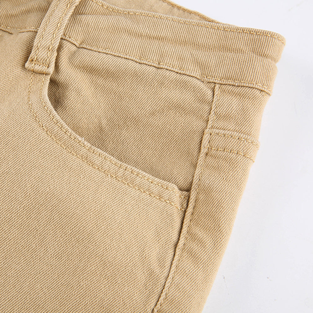 CityHottie - Women's jeans woman high waist Flared Jeans Khaki Black Brown Pants Women's pants for women clothing trouser Jean women trousers