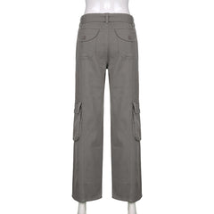 CityHottie - Hot Sell Quality Grunge Streetwear Cargo Pants Woman Low Waist Baggy Mom Jeans Vintage 90s Hippie Wide Leg Denim Trousers Korean Outfits